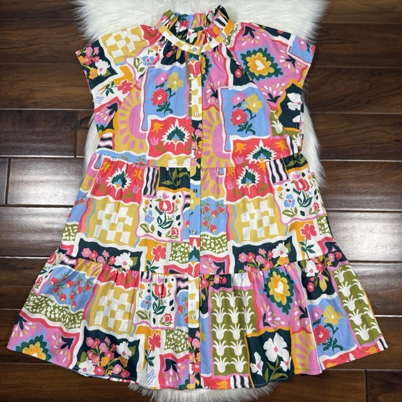 CROSBY by Mollie Burch Dresses & Skirts - Crosby Mollie Burch Sz Large‎ Seedlings Whitley Ruffle Collar Button Front Dress